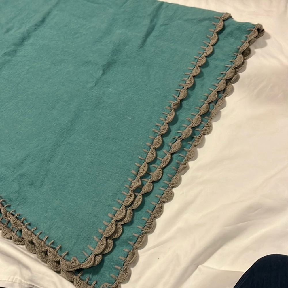 Wool blanket, blue wool blanket, World Market, vintage, crochet blanket, Blanket